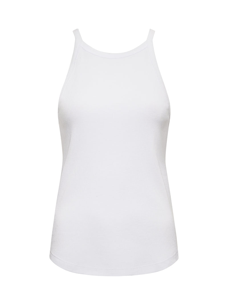 Ribbed Racer Tank White alt 5