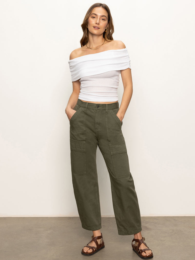 Off Shoulder Rib Tee White alt 5