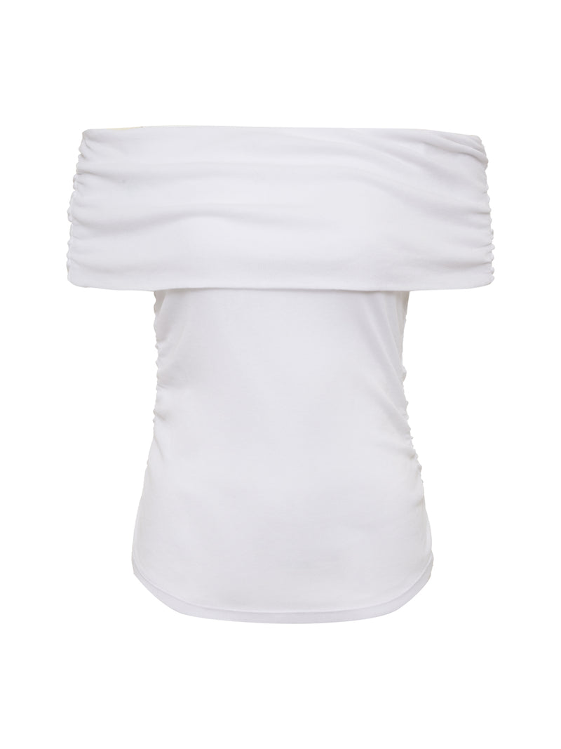 Off Shoulder Rib Tee White alt 6