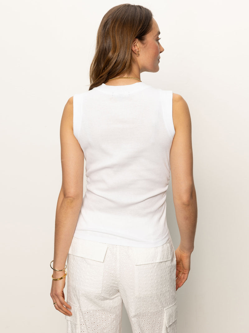 Ribbed Ruched Tank White alt 3
