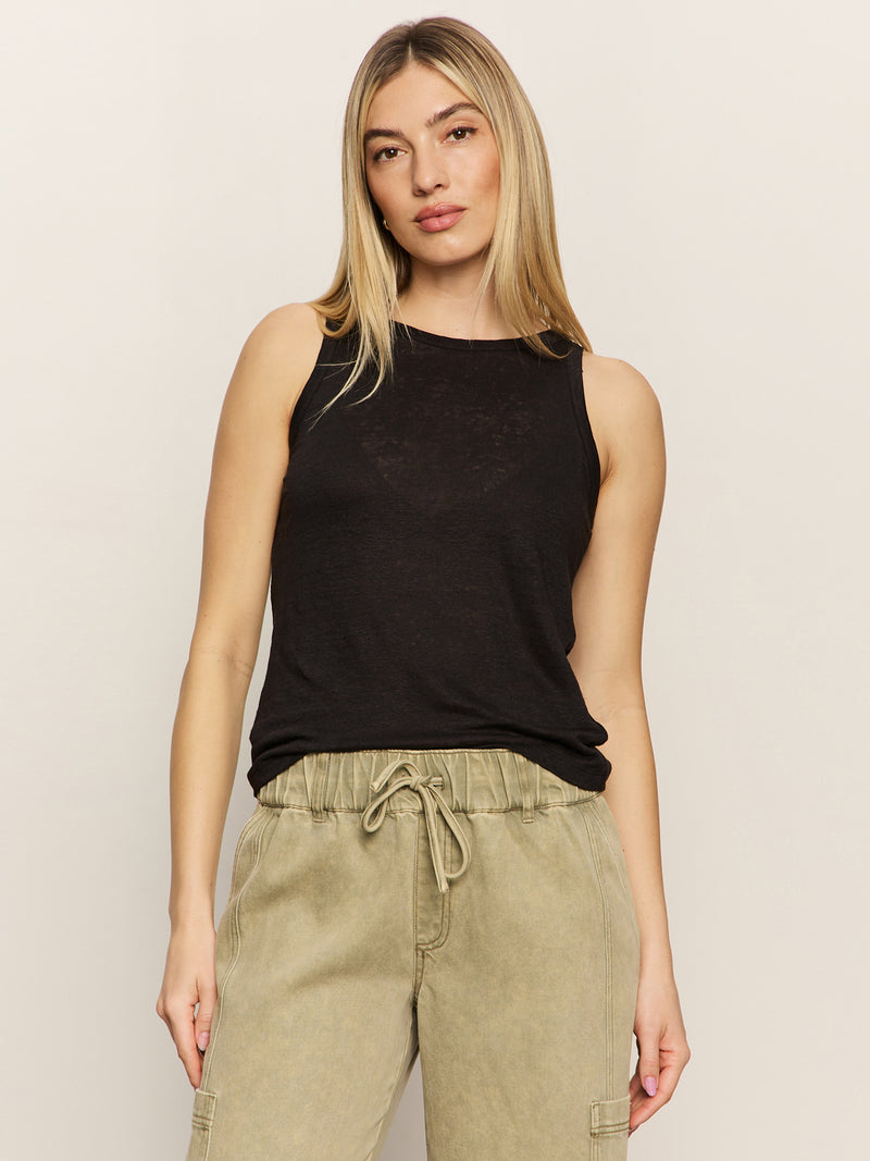 Linen Tank Black alt 1