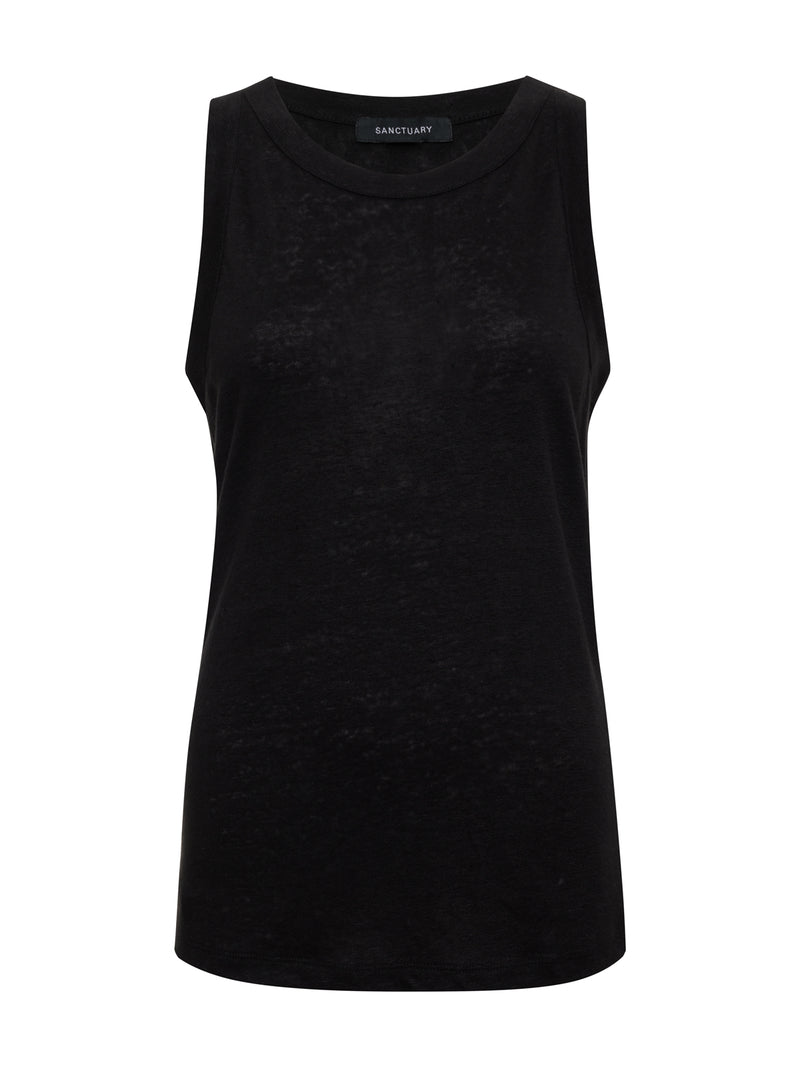 Linen Tank Black alt 5