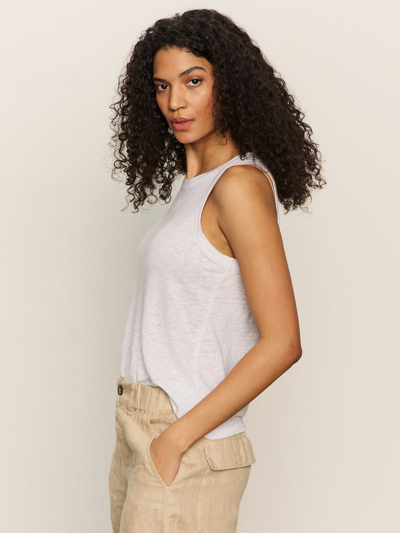 Linen Tank White alt 3
