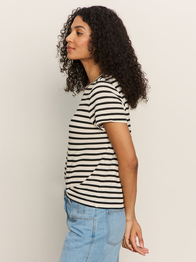 Perfect Textured Tee Macrame Black Stripe alt 3