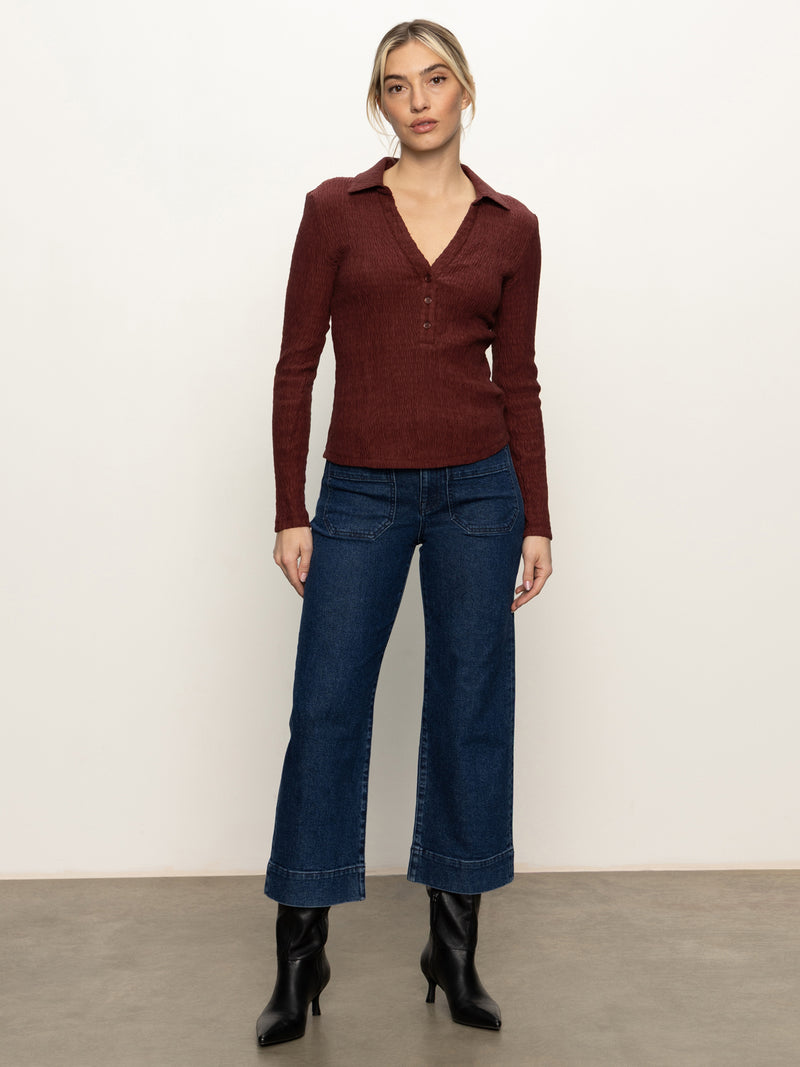 Long Sleeve Textured Top Chicory alt 5