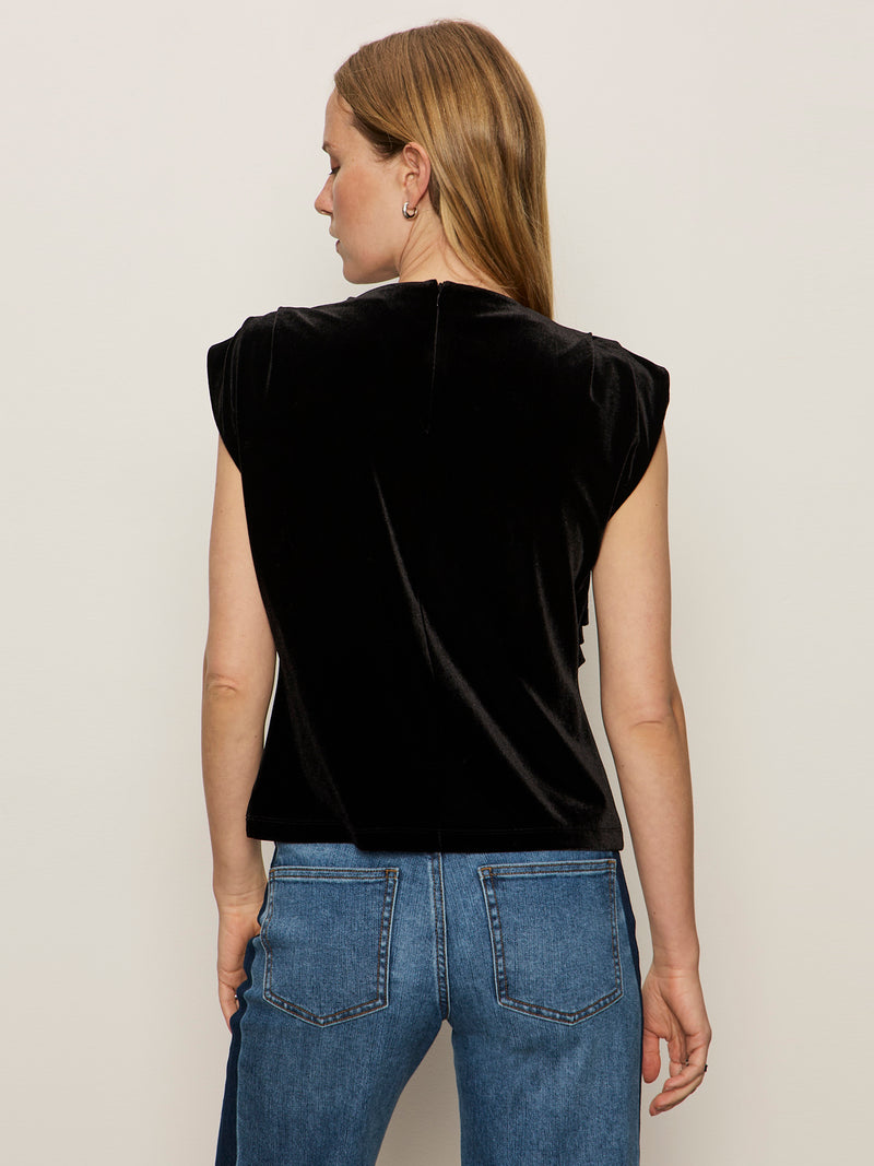 Pleated Sleeveless Top Black alt 3