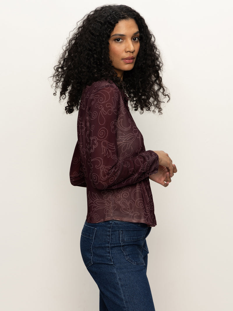 Fitted Mesh Button Down Top Boheme alt 2