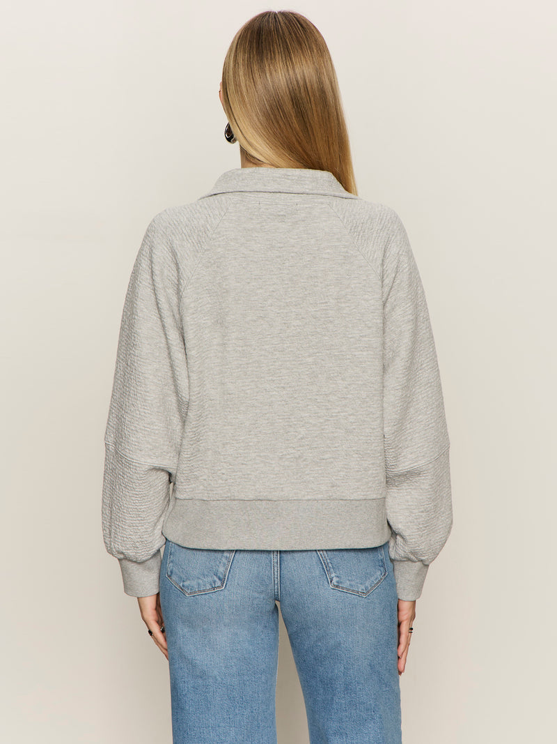 Textured Zip Up Popover Heather Grey alt 3