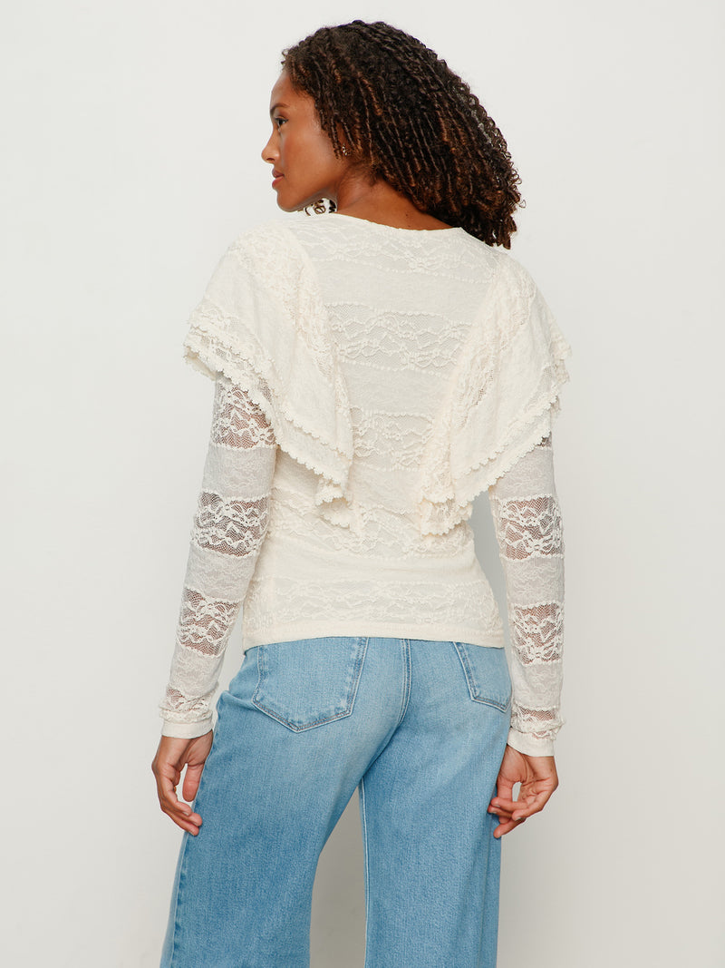 Ruffle Lace Tee Vintage Ivory alt 1