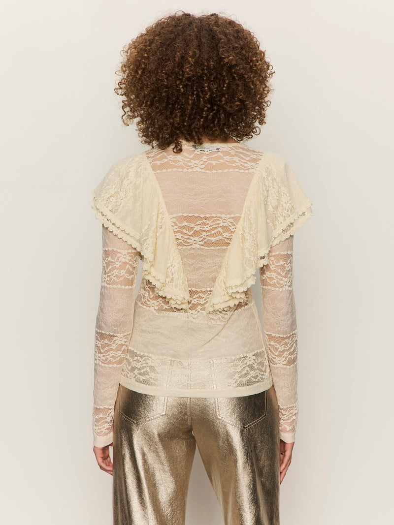 Ruffle Lace Tee Vintage Ivory alt 2