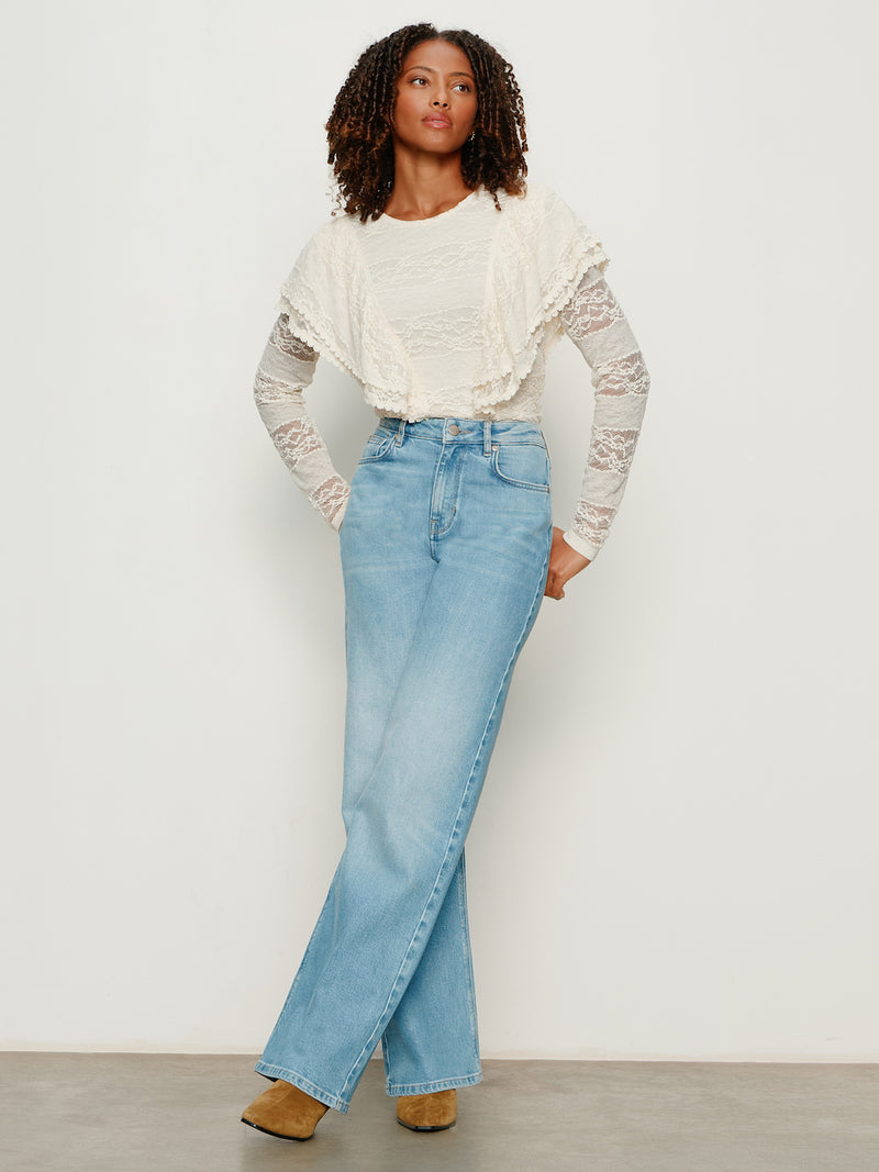 Ruffle Lace Tee Vintage Ivory alt 5