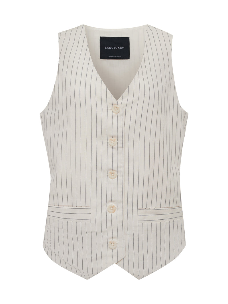 Relaxed Modern Vest Natural Metallic Stripe alt 5