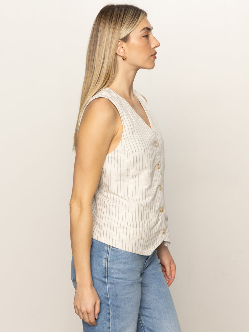 Relaxed Modern Vest Natural Metallic Stripe alt 3