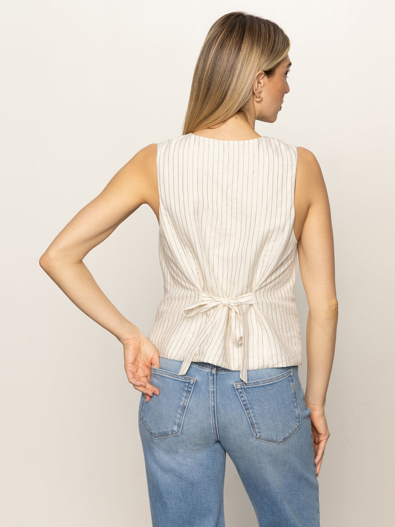 Relaxed Modern Vest Natural Metallic Stripe alt 2