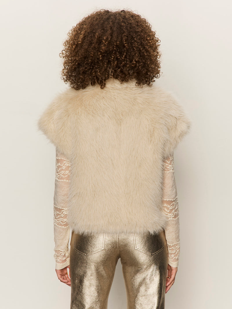 Silky Fur Vest Almond Cream alt 3