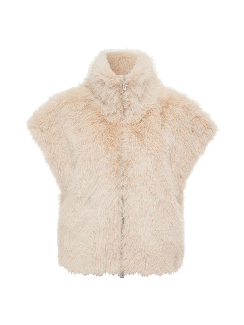 Silky Fur Vest Almond Cream alt 5