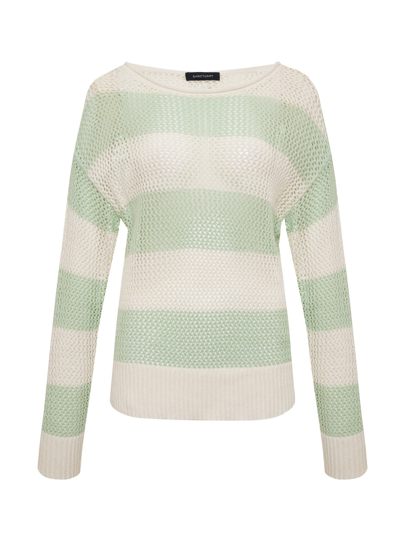 Open Knit Sweater Mint Tea / Chalk alt 6