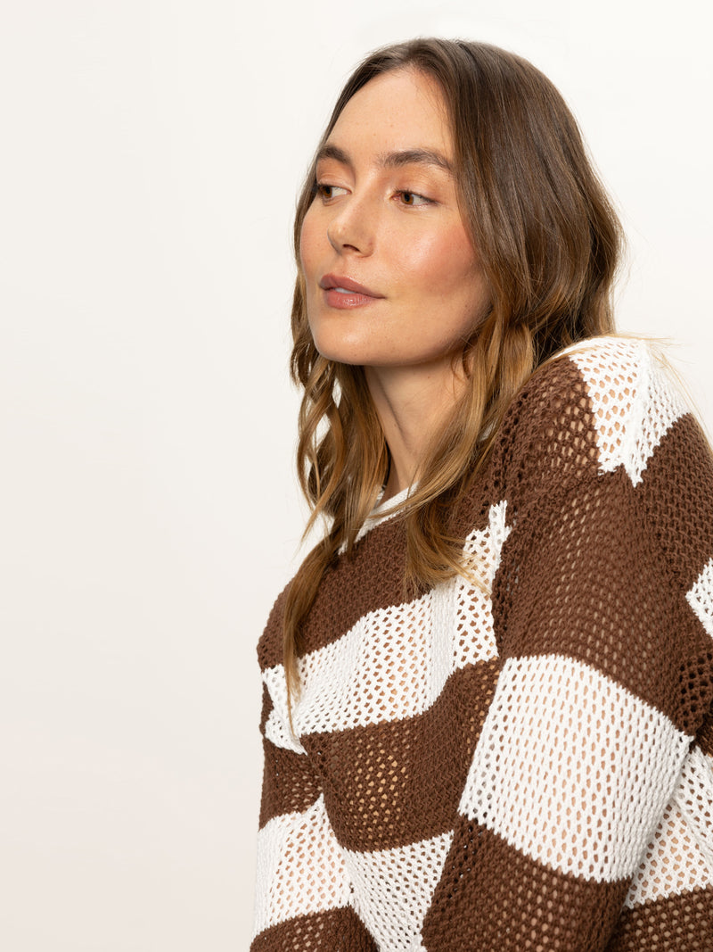 Open Knit Sweater Chalk / Sepia Stripe alt 5