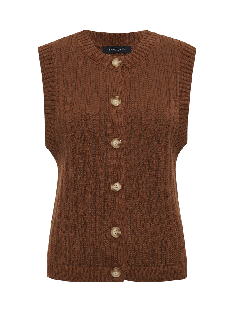 Pointelle Shell Sweater Sepia Extended Sizing alt 4