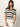 With long brown hair, a person wears Sanctuary Clothing's knitted collared top in black chalk paired with white pinstripe pants. Their left hand rests in their pocket against a plain, minimalistic background.