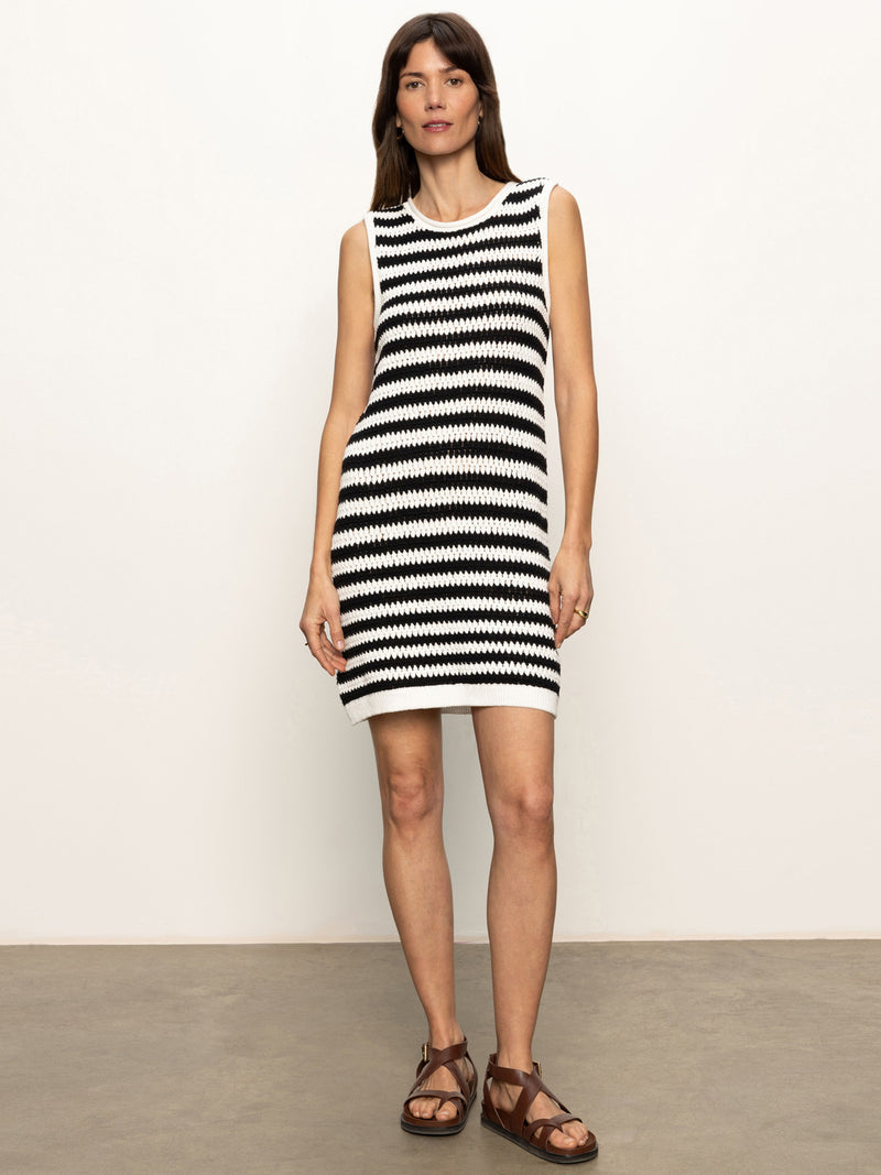 Summer Shell Dress Chalk Black Stripe alt 5