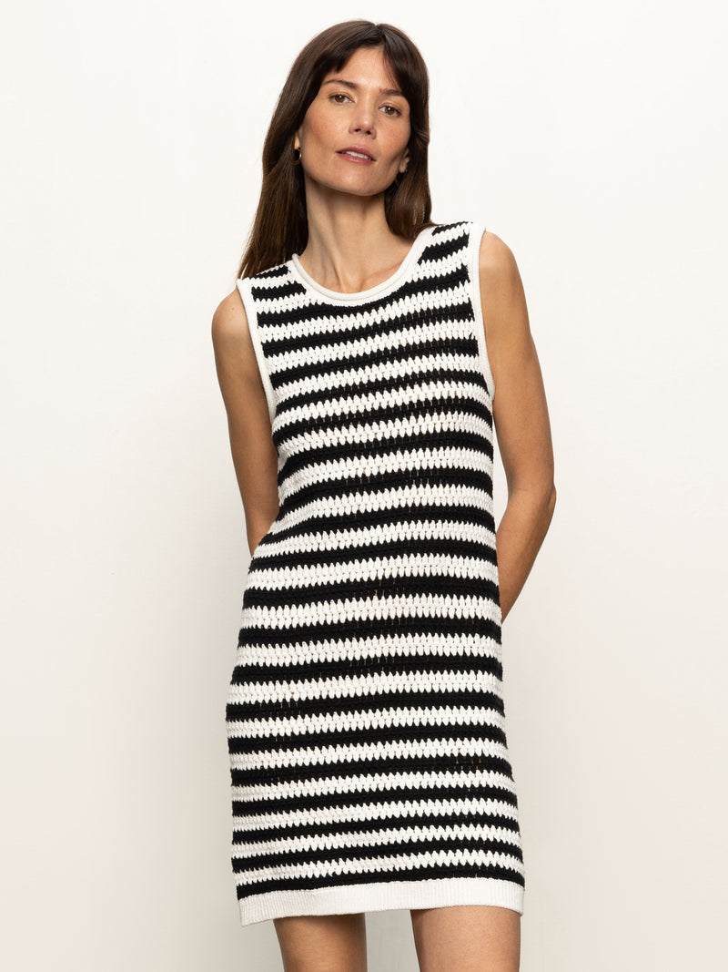 Summer Shell Dress Chalk Black Stripe