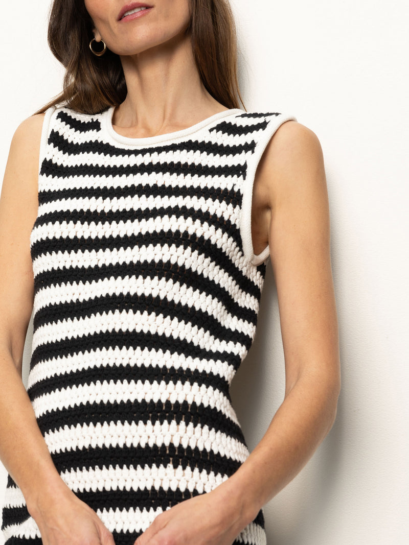 Summer Shell Dress Chalk Black Stripe alt 1