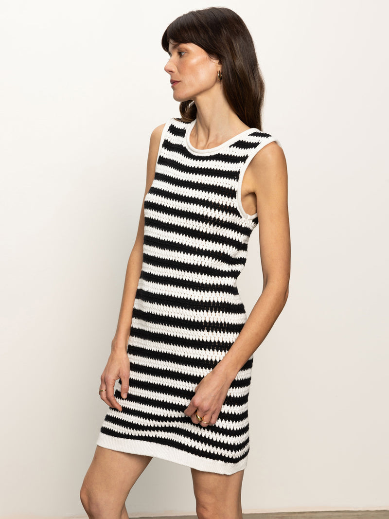 Summer Shell Dress Chalk Black Stripe alt 3