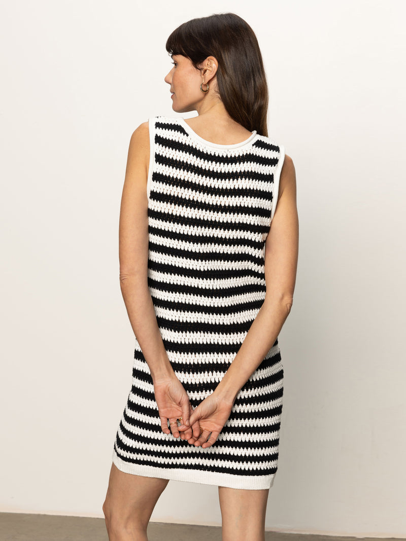 Summer Shell Dress Chalk Black Stripe alt 2
