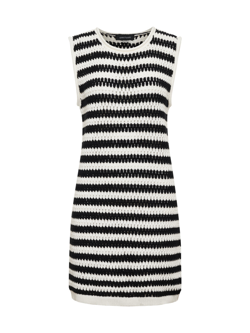 Summer Shell Dress Chalk Black Stripe alt 6