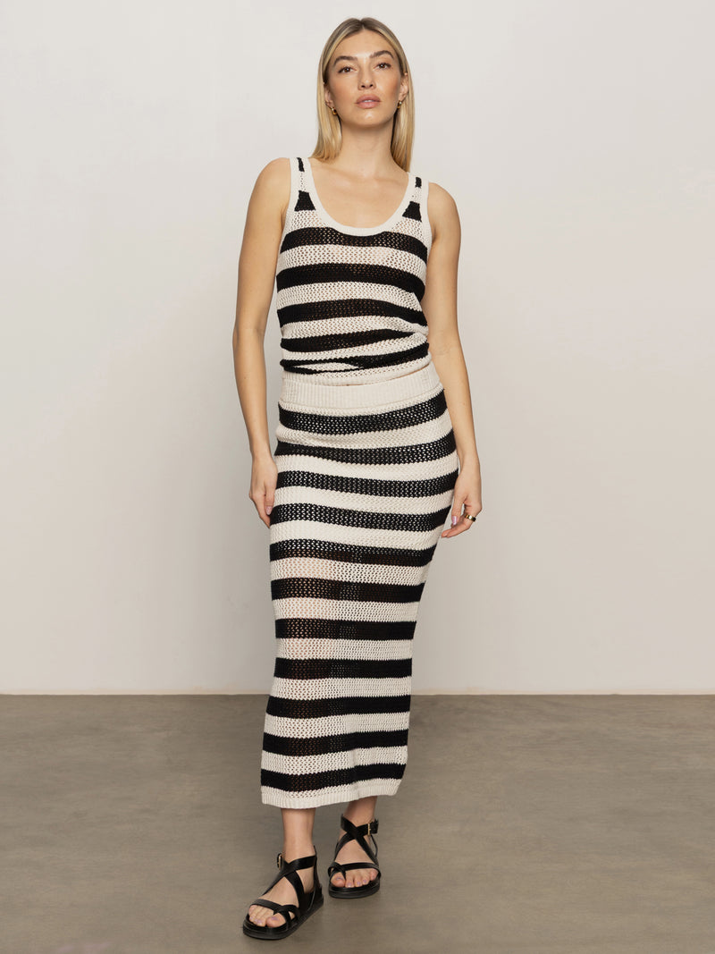 Crochet Sweater Skirt Black Chalk Stripe alt 5