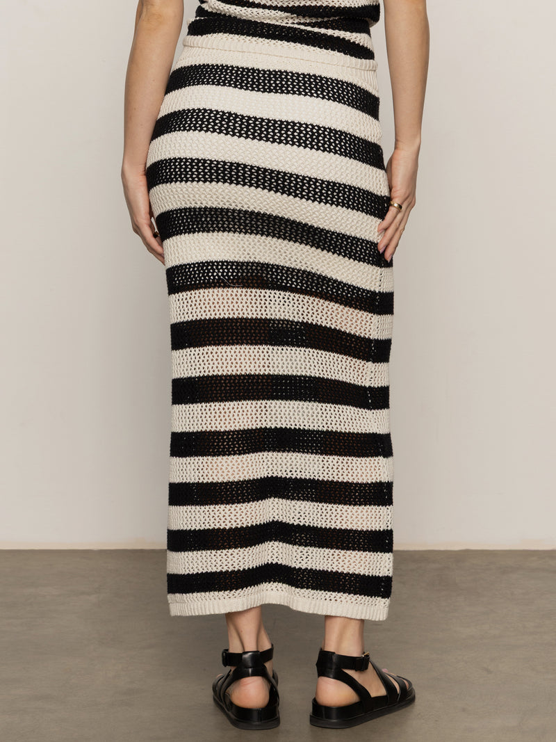 Crochet Sweater Skirt Black Chalk Stripe alt 1