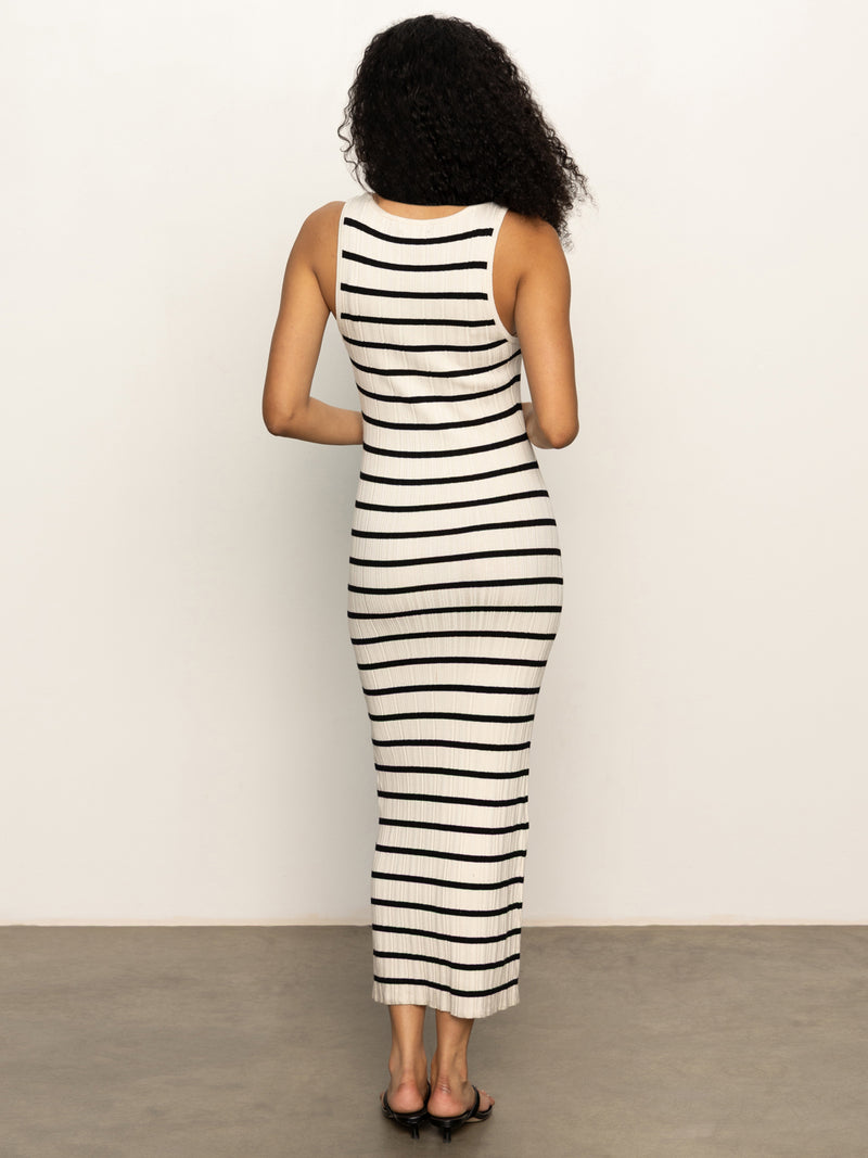 Starlit Rib Maxi Dress Light Oat/Black alt 4