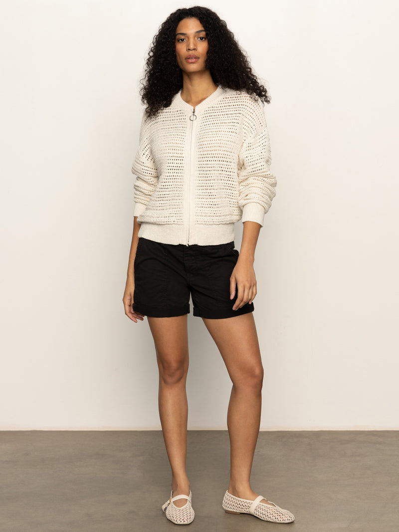 Open Knit Bomber Jacket Chalk alt 5