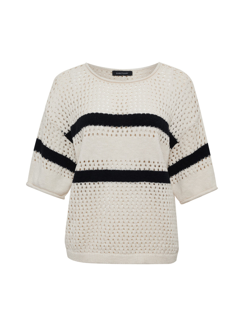 Openwork Tee Black Chalk Stripe alt 5