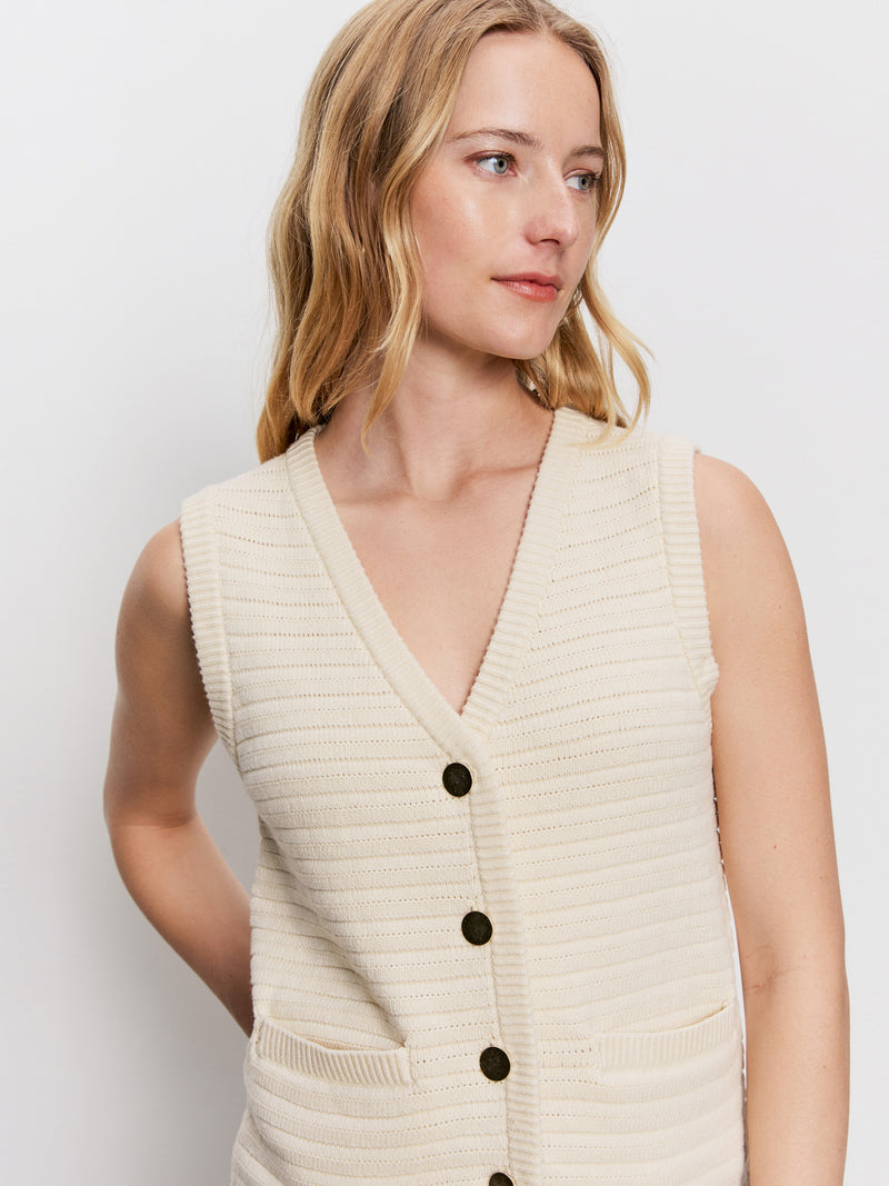 Textured Sweater Vest Macrame
