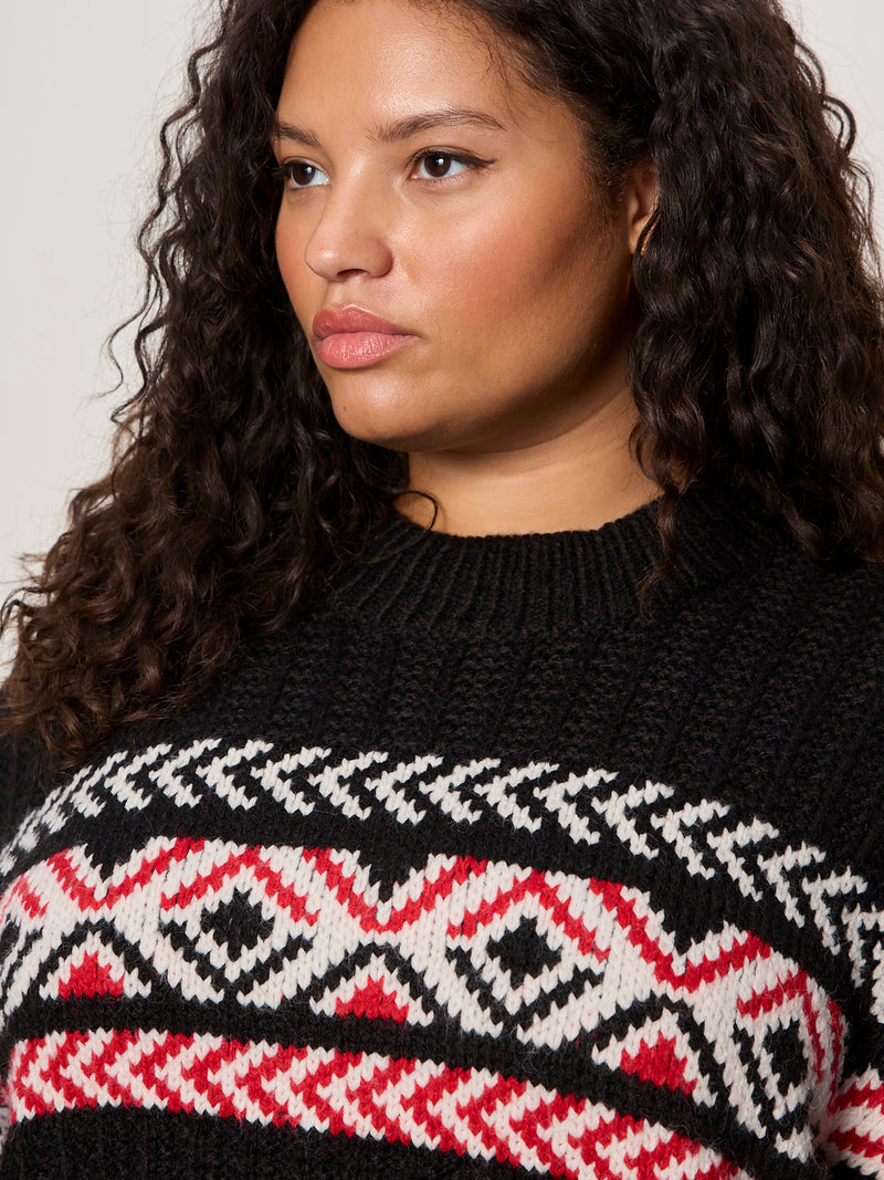 Send It Sweater Black Multi Extended Sizing