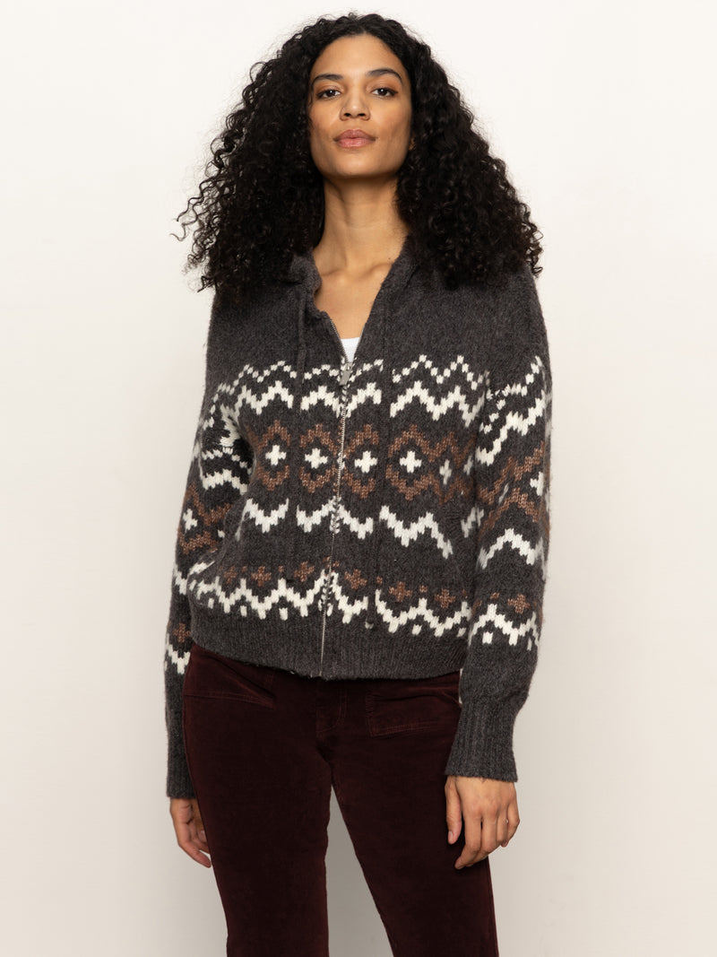 Zip-Up Fairisle Hoodie Mocha Fairisle alt 1