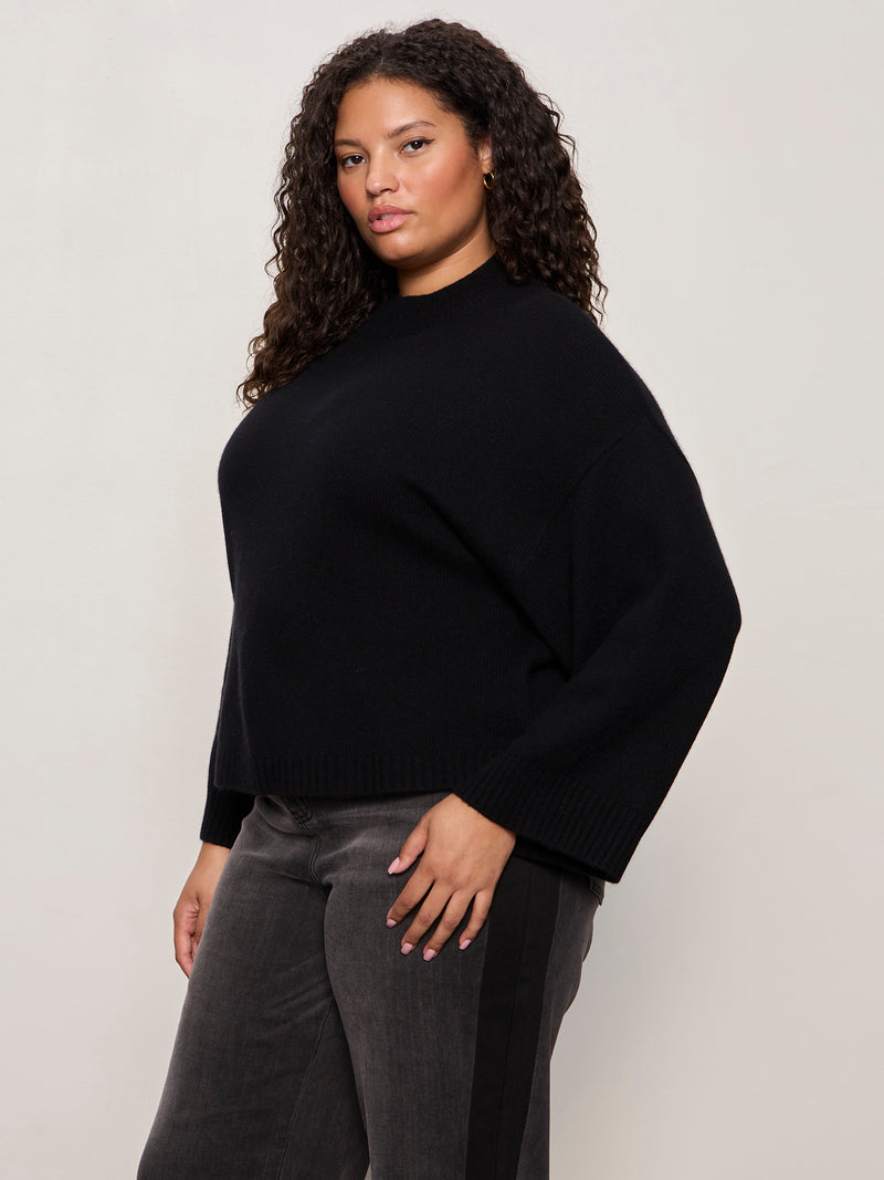 Forever Wool Cashmere Popover Black Extended Sizing alt 2