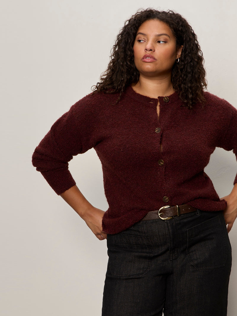 Boucle Cardi Dark Crimson Extended Sizing
