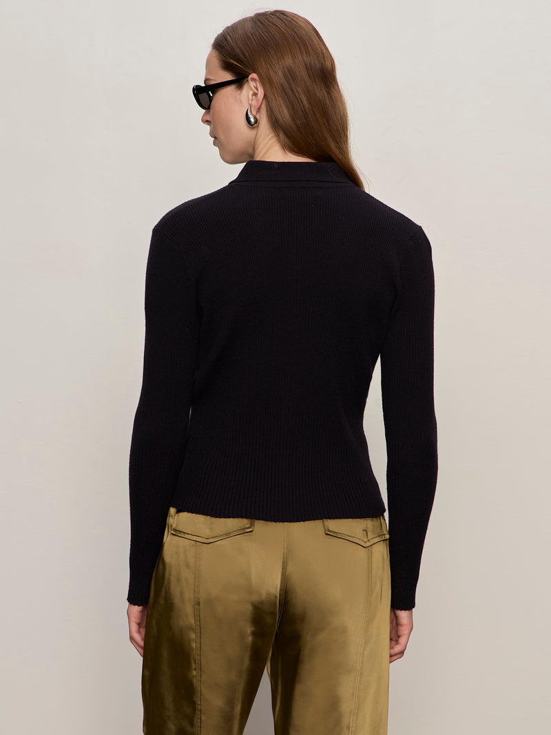 Button Down Variegated Cardi Black alt 3