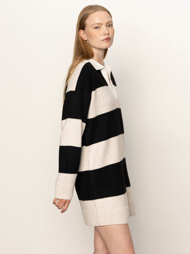 Polo Striped Sweater Dress Heather Pearl W/ Black alt 3