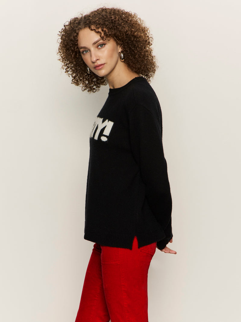 Life Of The Party Cashmere Sweater Black With Chalk alt 2