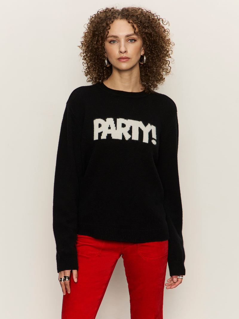 Life Of The Party Cashmere Sweater Black With Chalk alt 1
