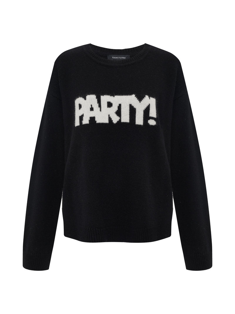 Life Of The Party Cashmere Sweater Black With Chalk alt 5