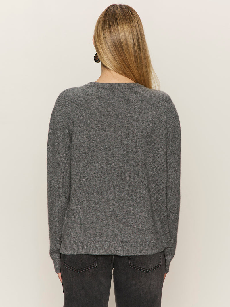 Life Of The Party Cashmere Sweater Heather Charcoal With Chalk alt 2