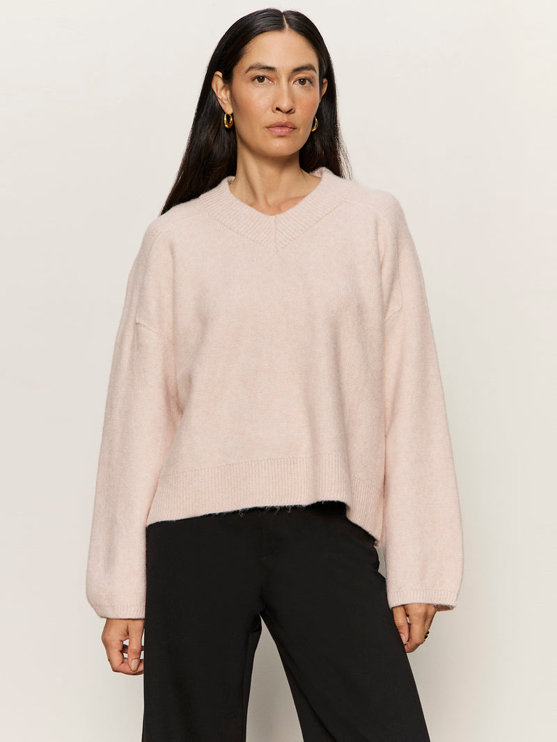 Dreamy V Neck Sweater Heather Rose
