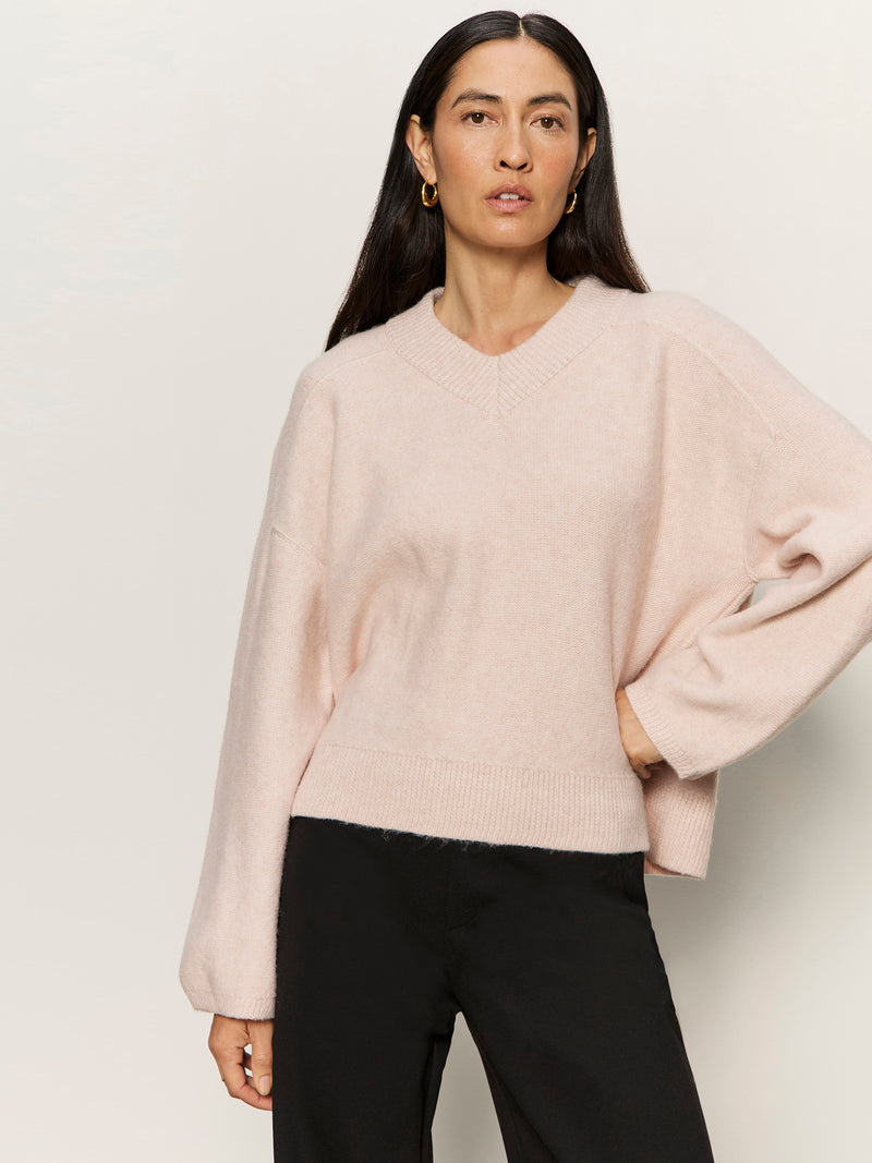 Dreamy V Neck Sweater Heather Rose alt 2