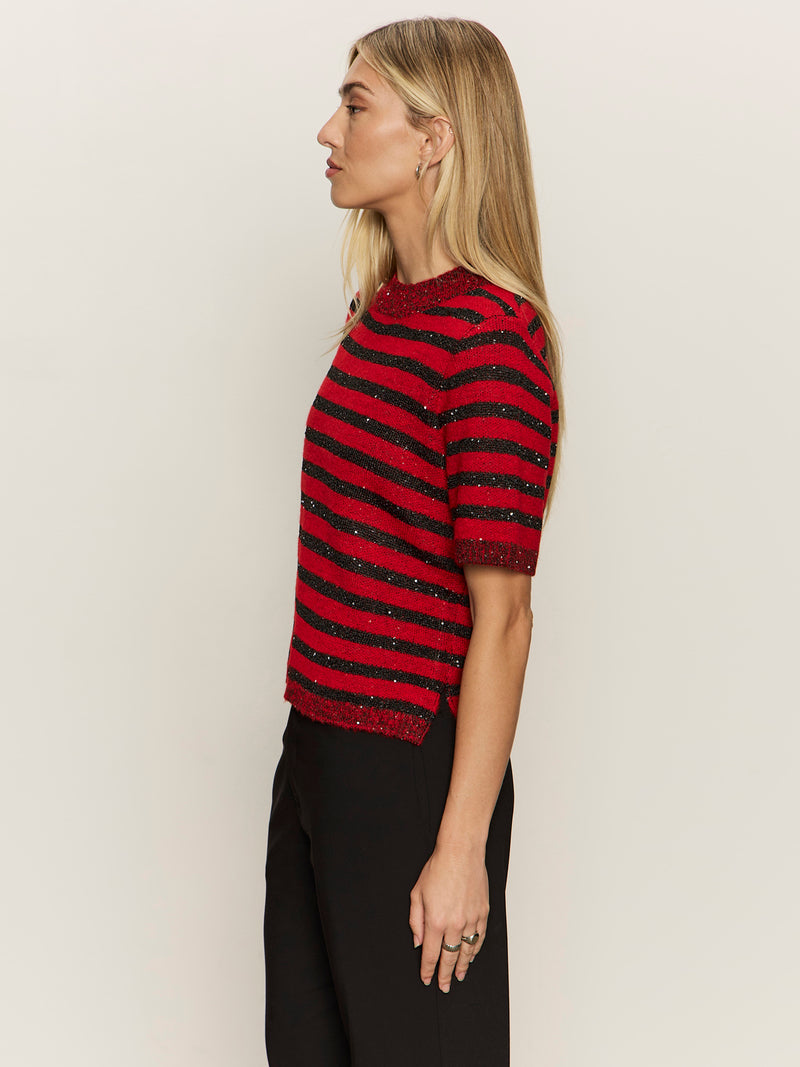 Short Sleeve Shine Sweater Tee Cherry Lacquer Shine alt 2