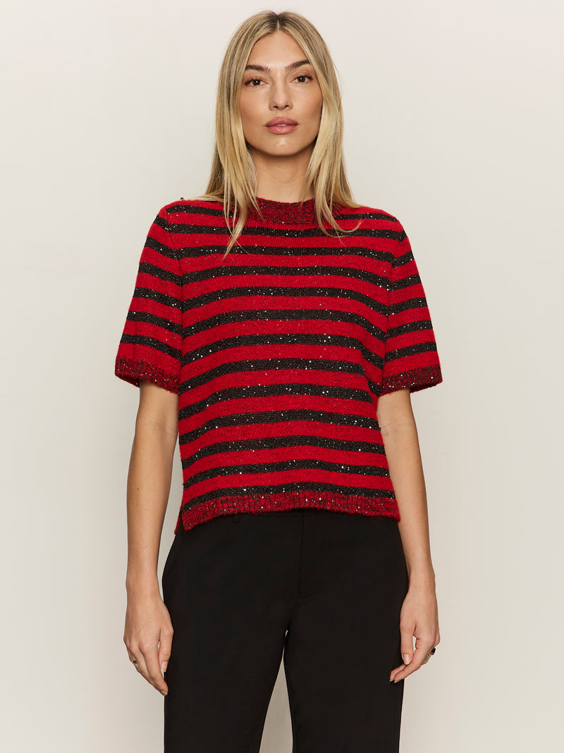 Short Sleeve Shine Sweater Tee Cherry Lacquer Shine alt 1